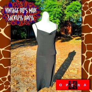 Vintage Opera Backless Midi Dress